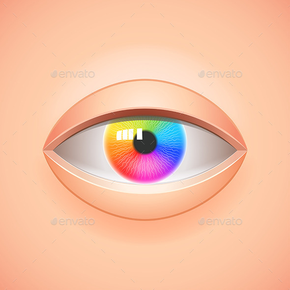 Human Eye With Rainbow Iris Vector Background - Health/Medicine Conceptual