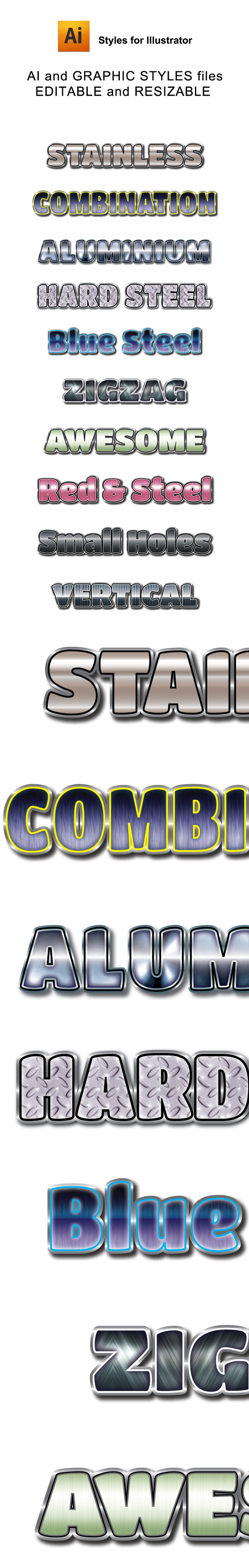 Stainless Graphic Styles for Ai - Styles Illustrator