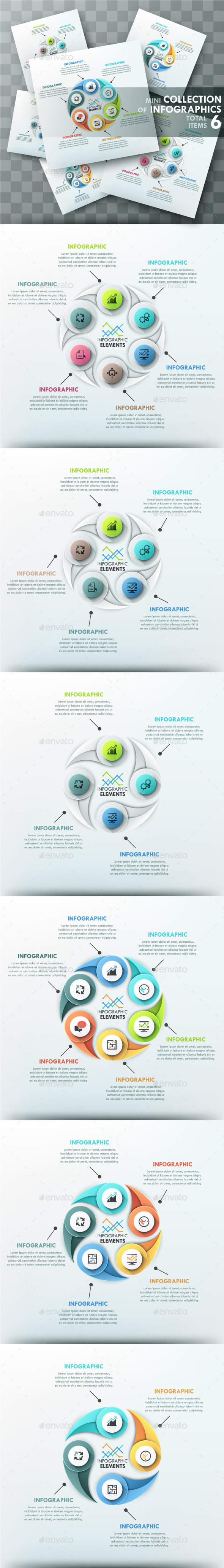 Modern Infographic Cycle Templates (6 Items) - Infographics
