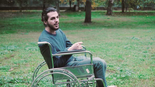 separation, break up - young woman comforts her disabled boyfriend and leaves alt