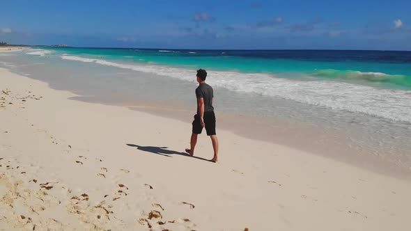 Walking Along the Coast of the Ocean at Sunrise alt