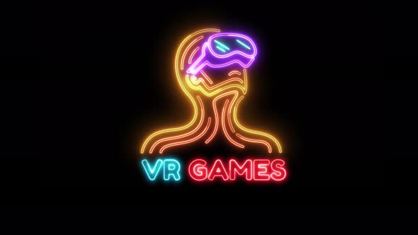 VR Games Virtual Reality Neon Sign alt