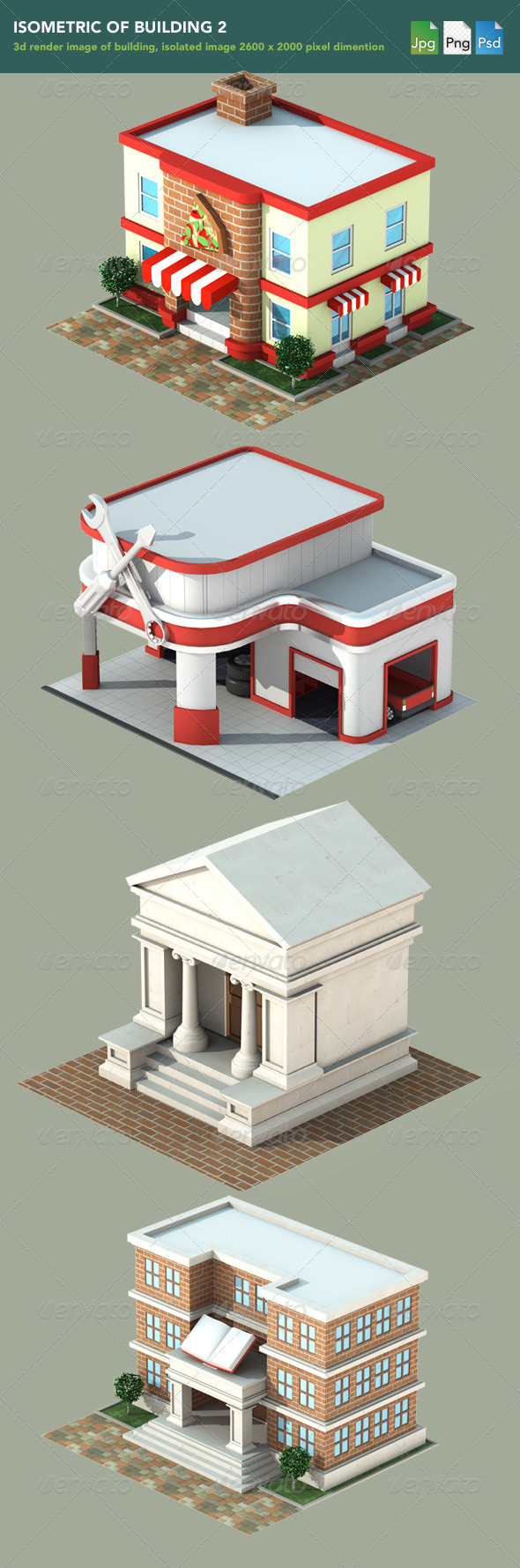 Isometric 3D Render of Building 2 - 3D Renders Graphics