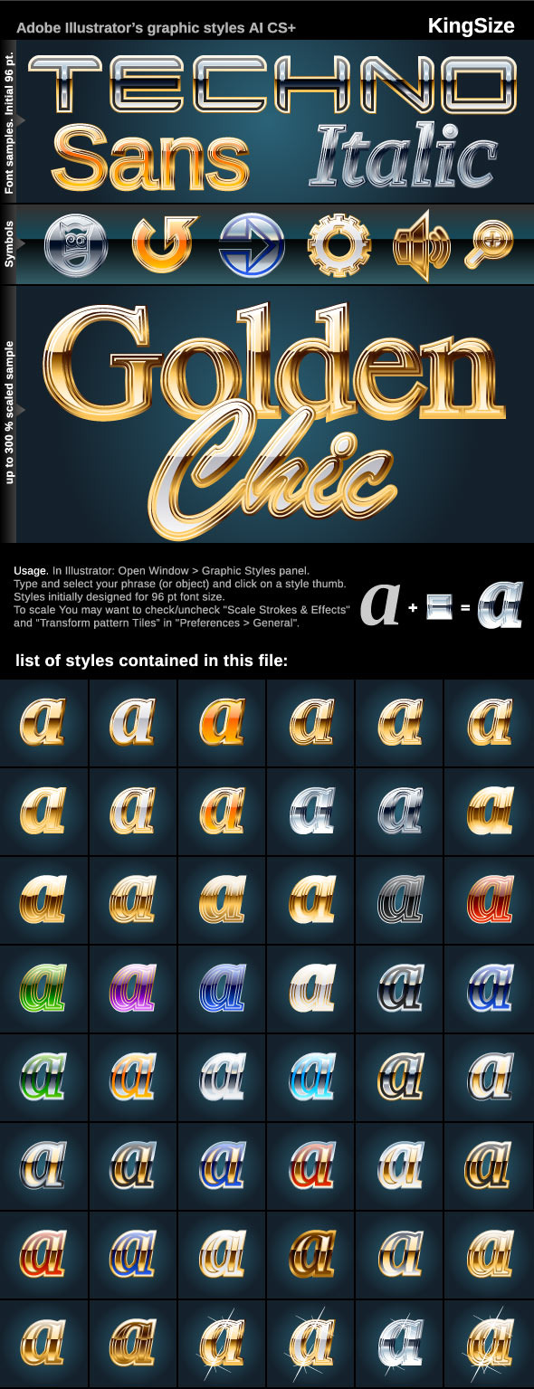 Illustrator Graphic Styles - Gold - Styles Illustrator