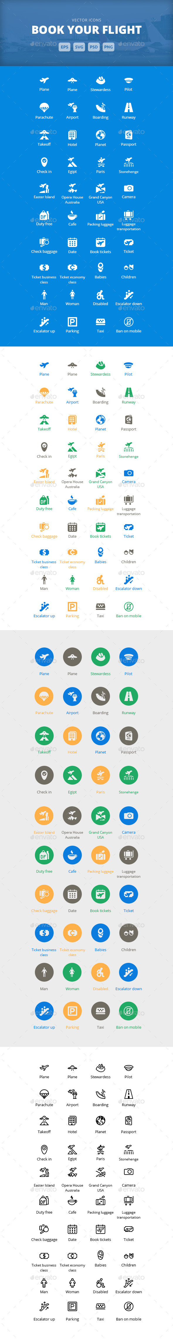Book Your Flight - Vector Icons - Icons