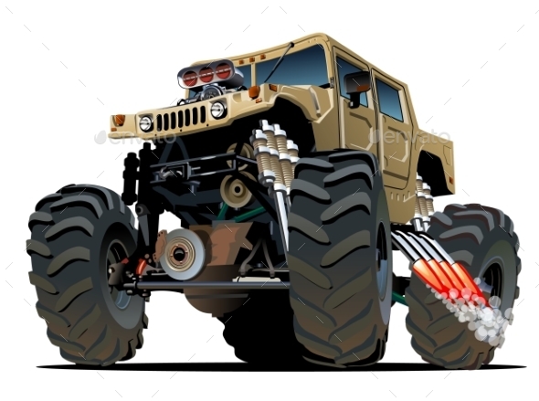 Cartoon Monster Truck - Man-made Objects Objects