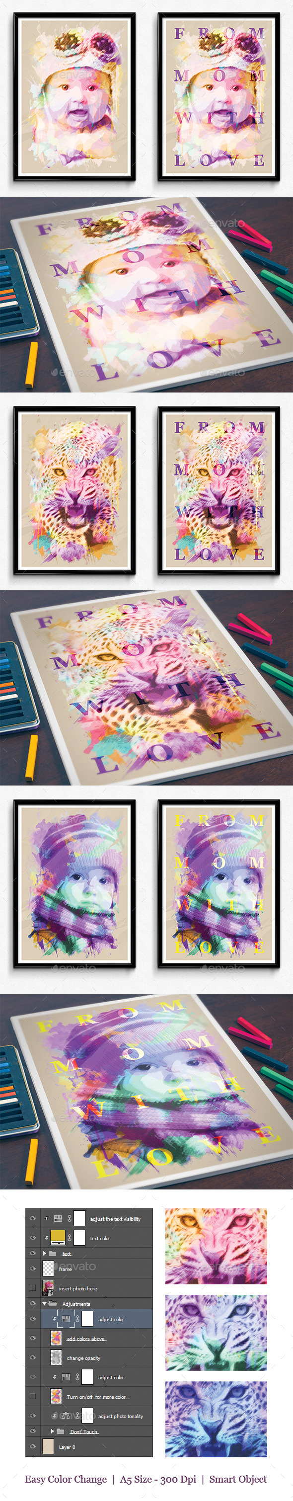 Watercolor Portrait Frame - Photo Templates Graphics