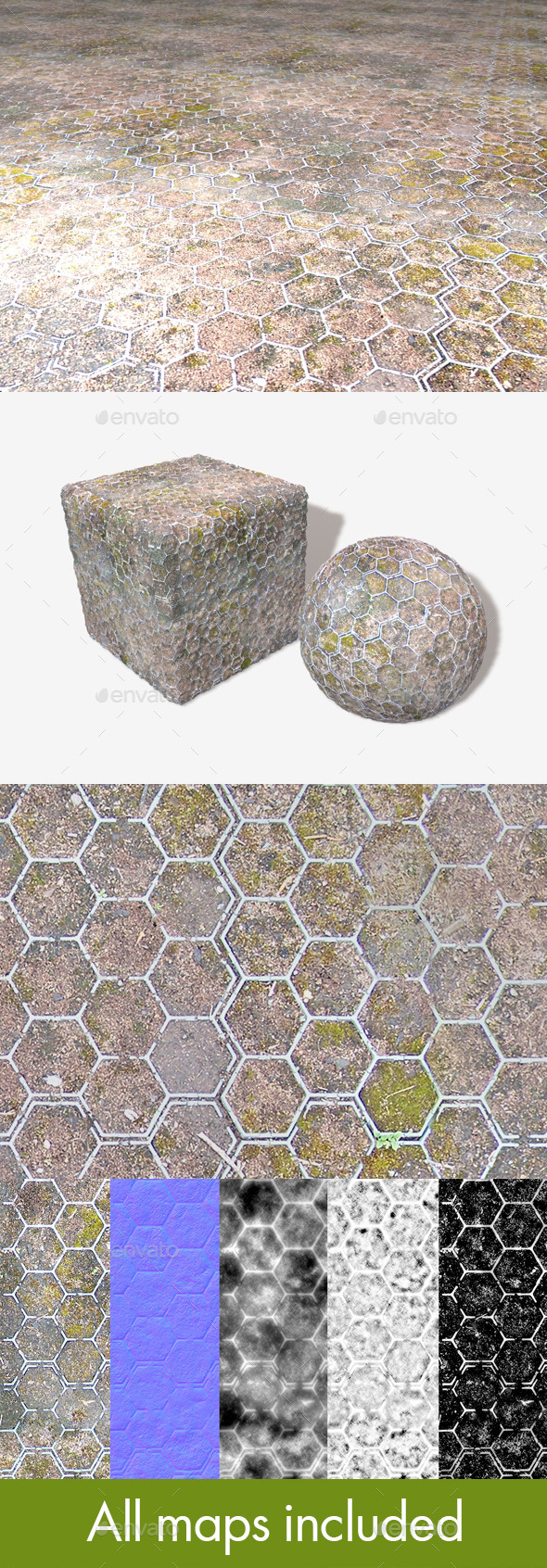 Moss Hexagons Seamless - 3Docean 11734828