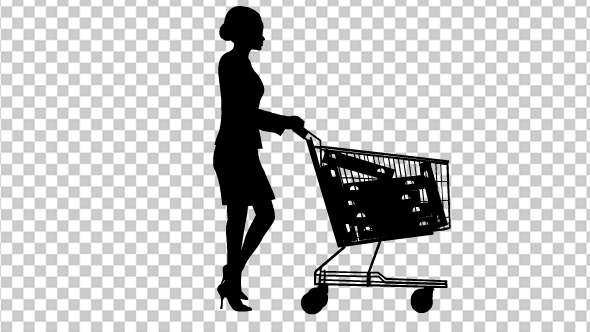 Businesswoman Walk With Cart