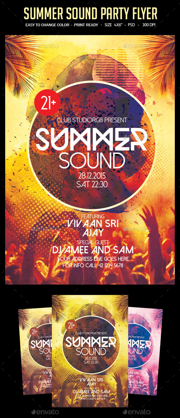 Summer Sound Party Flyer - Clubs & Parties Events