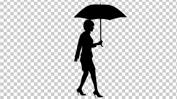 Businesswoman Walk With Umbrella