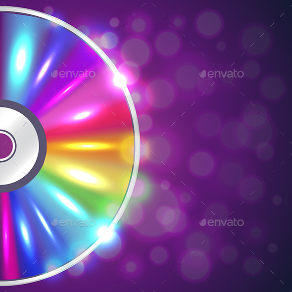 Cd-drive on Musical Background Vector - Media Technology