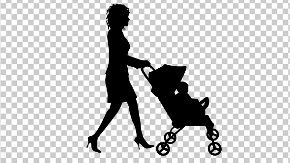 Woman Walk With Baby Cart
