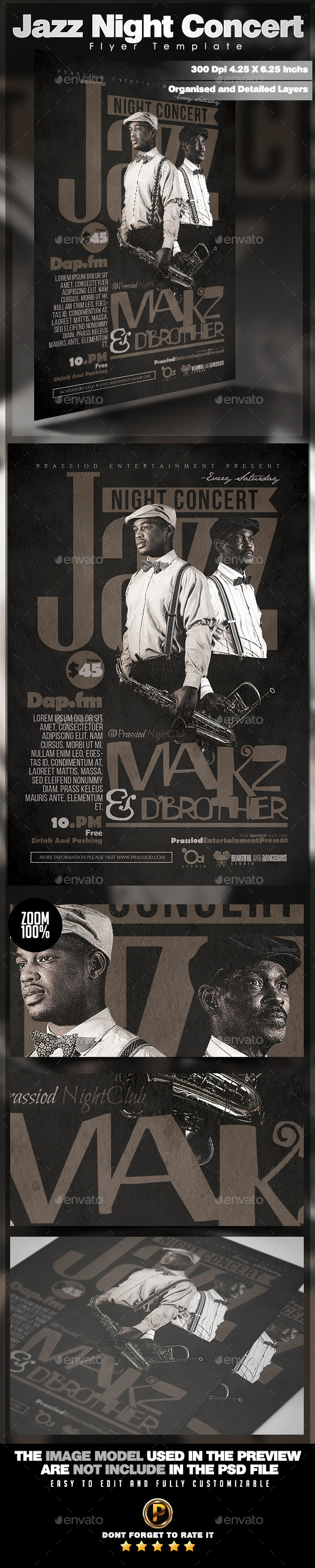 Jazz Night Concert Flyer Template - Concerts Events