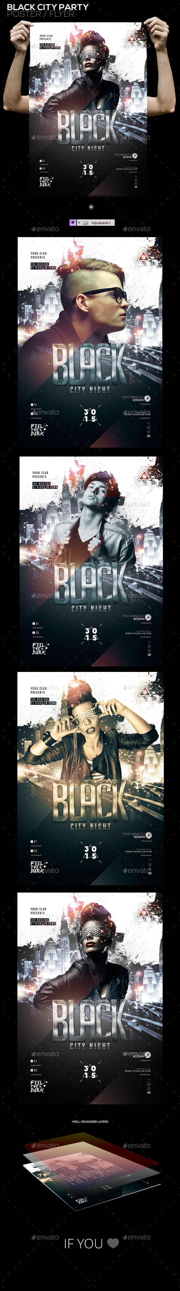 Black City Night PSD Poster/Flyer Template - Clubs & Parties Events