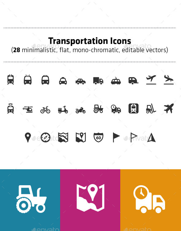 Transportation icons pack (28 vector icons) - Objects Icons
