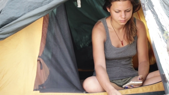 Coffee And Smartphone In Tent