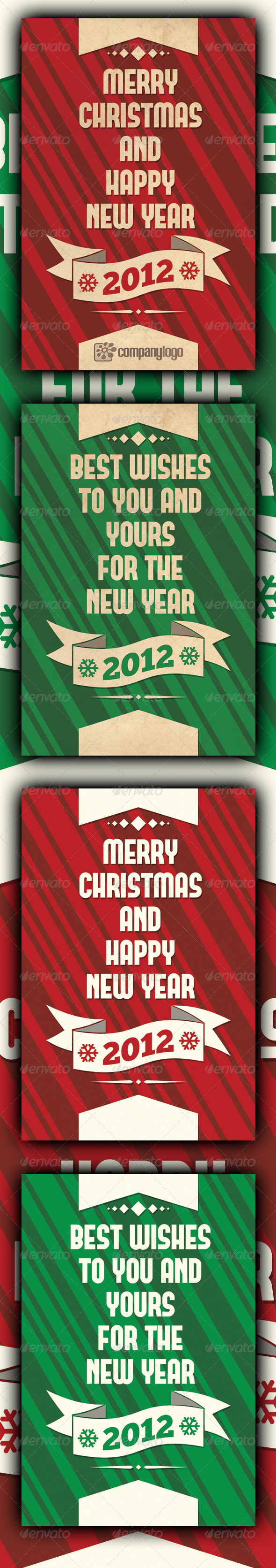 Retro Merry Christmas Card v2 - Holiday Greeting Cards