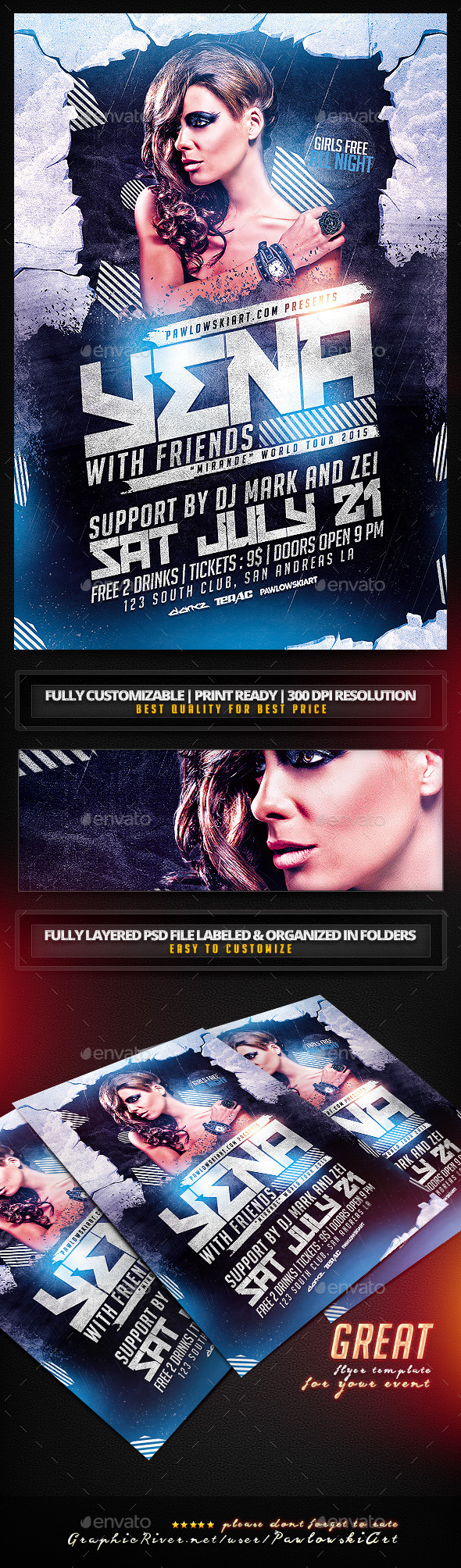 Album Promo DJ Mix PSD Flyer Template - Clubs & Parties Events