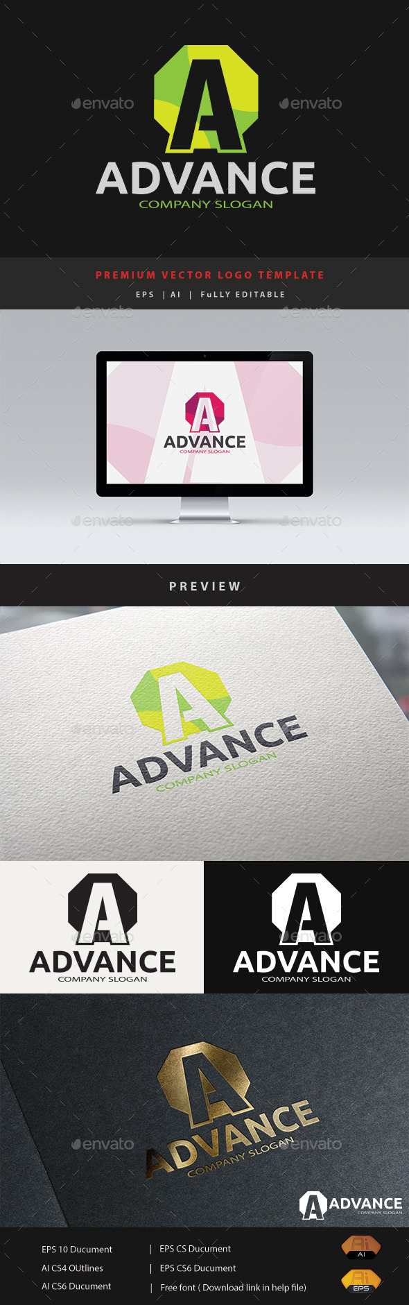 Advance A Logo - Letters Logo Templates