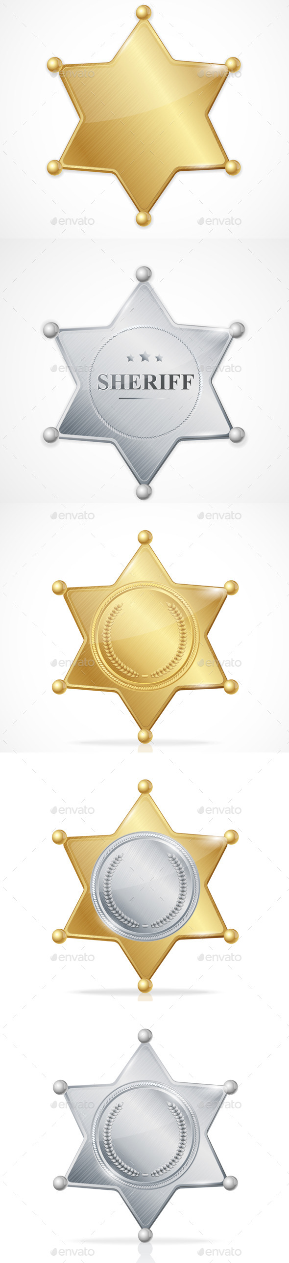 Vector Sheriff Badge Star Set - Objects Vectors