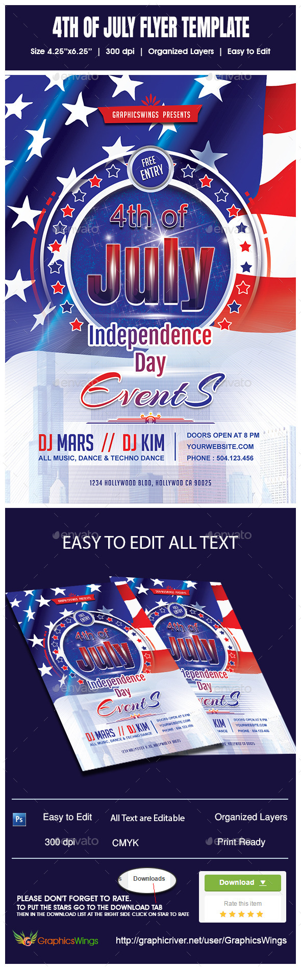 4th of July Flyer Template - Flyers Print Templates