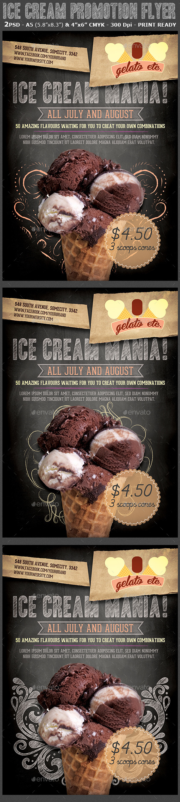 Ice Cream Shop Promotion Flyer Template - Flyers Print Templates