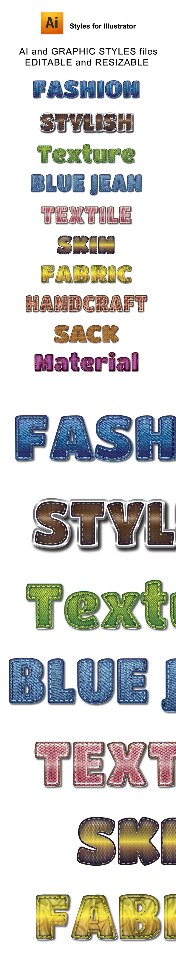 Fashion Material Graphic Styles for Ai - Styles Illustrator