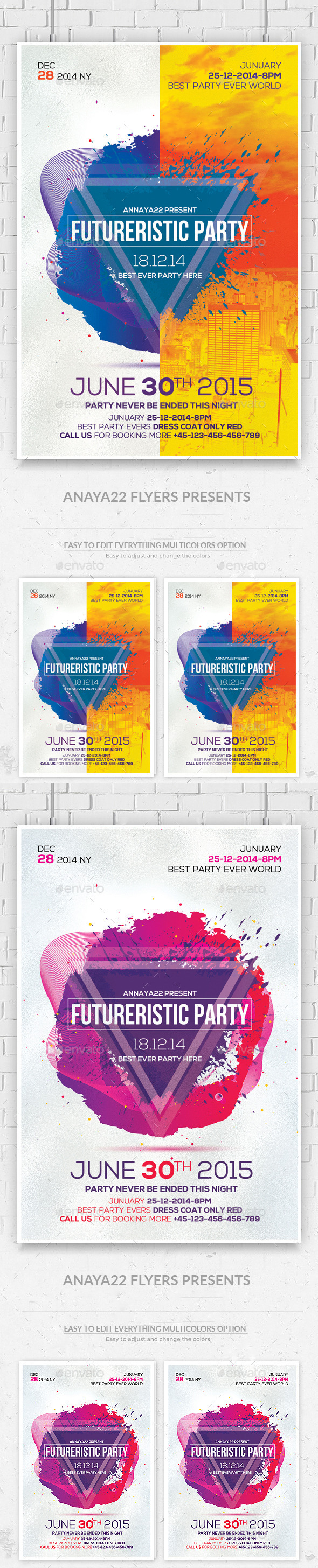 Minimal Abstract Flyers Bundle Templates - Clubs & Parties Events