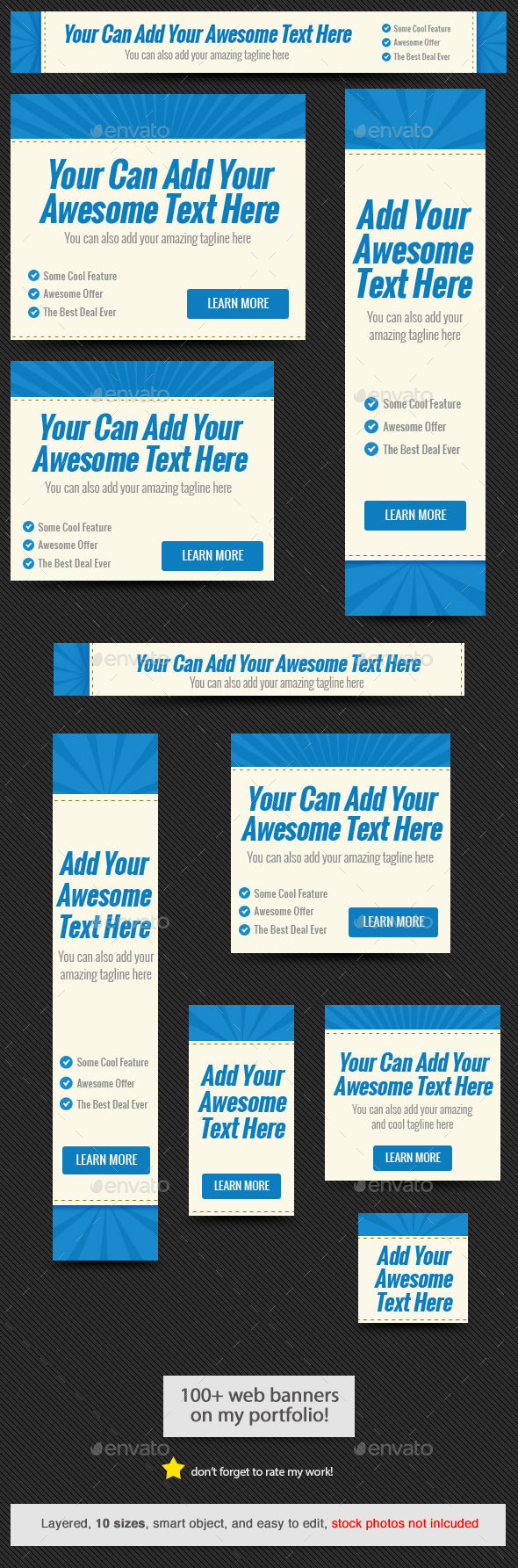 Blue Rays Web Banner Template - Banners & Ads Web Elements