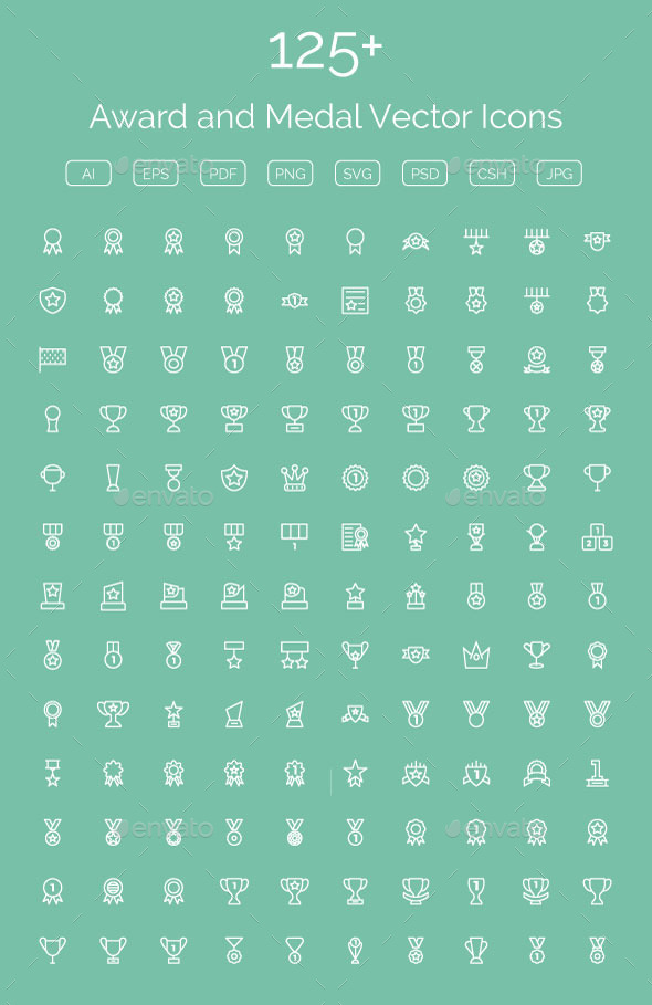 125+ Award and Medal Vector Icons - Icons