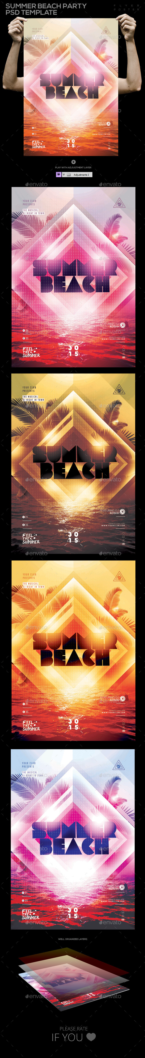 Summer Party PSD Flyer/ Poster Template - Events Flyers