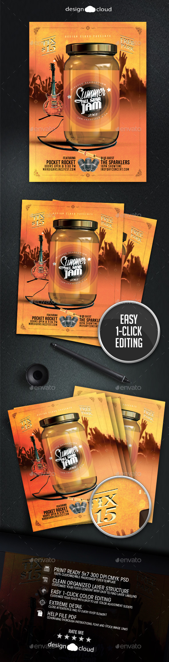 Summer All Star Jam Flyer Template - Holidays Events