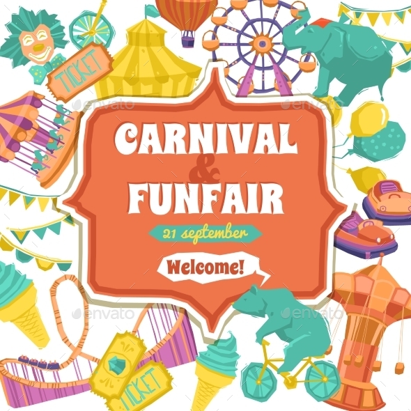 Fun Fair and Carnival Poster by macrovector | GraphicRiver