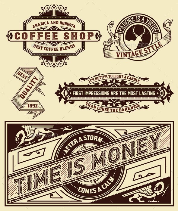 Set of retro designs. - Backgrounds Decorative