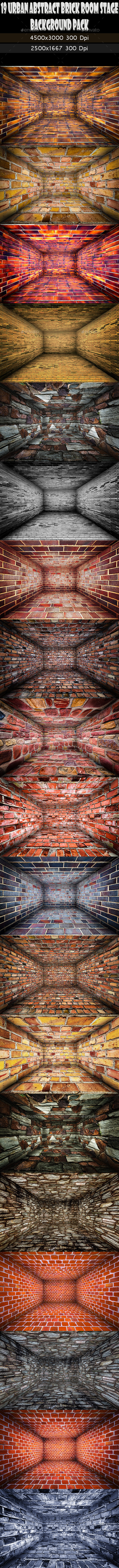 19 Abstract Urban Brick Room Interior Stage Pack - Urban Backgrounds