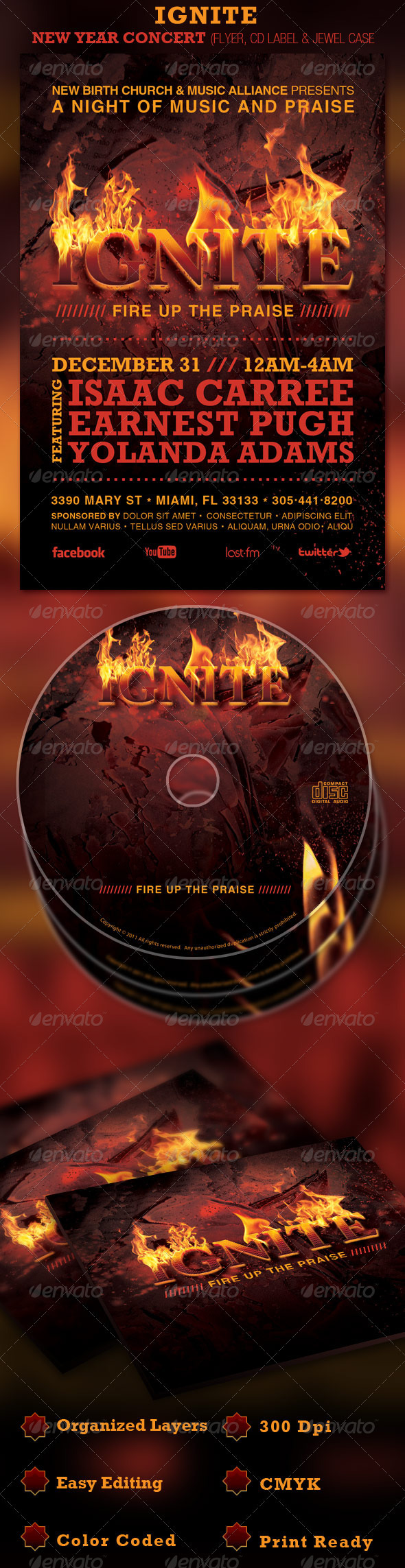 Ignite Church Flyer and CD Template - Church Flyers