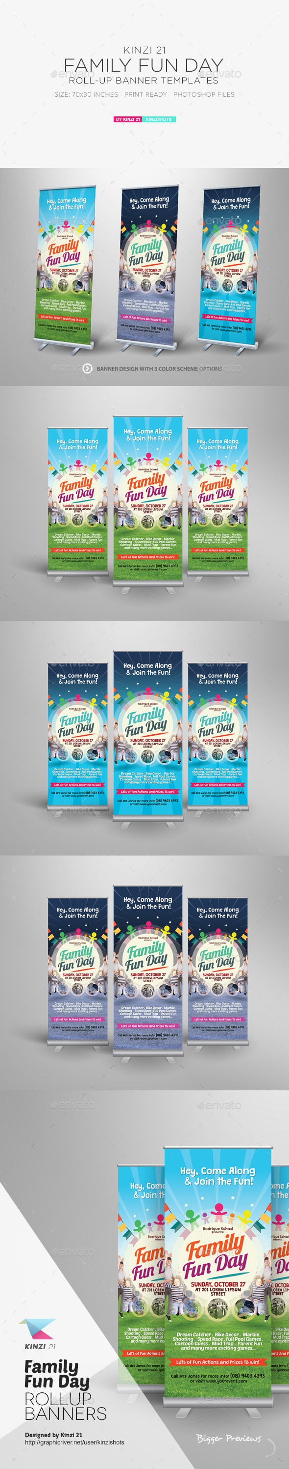 Family Fun Day Roll-up Banners - Signage Print Templates