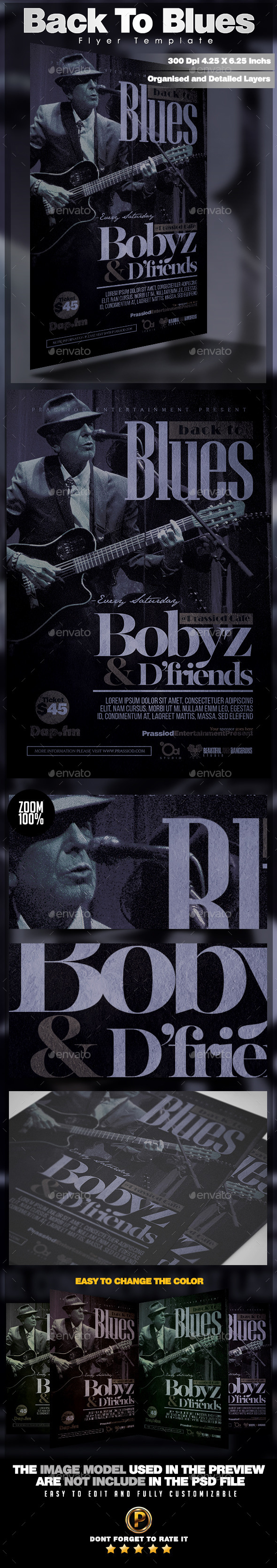 Back To Blues Flyer Template - Clubs & Parties Events