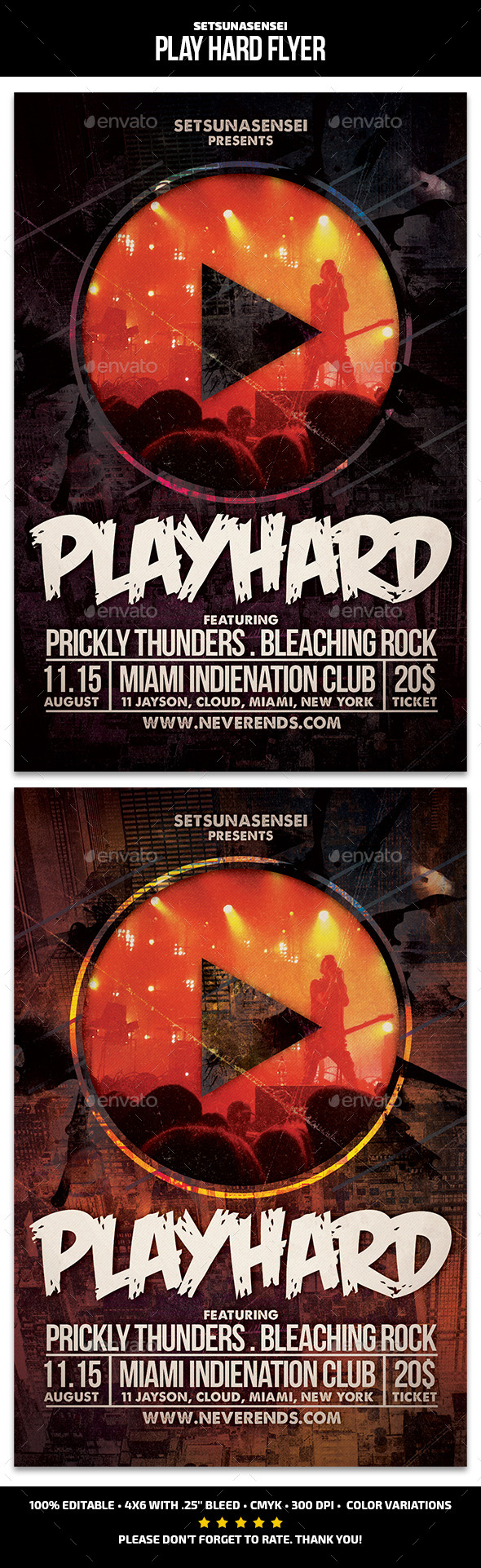 Play Hard Flyer - Concerts Events