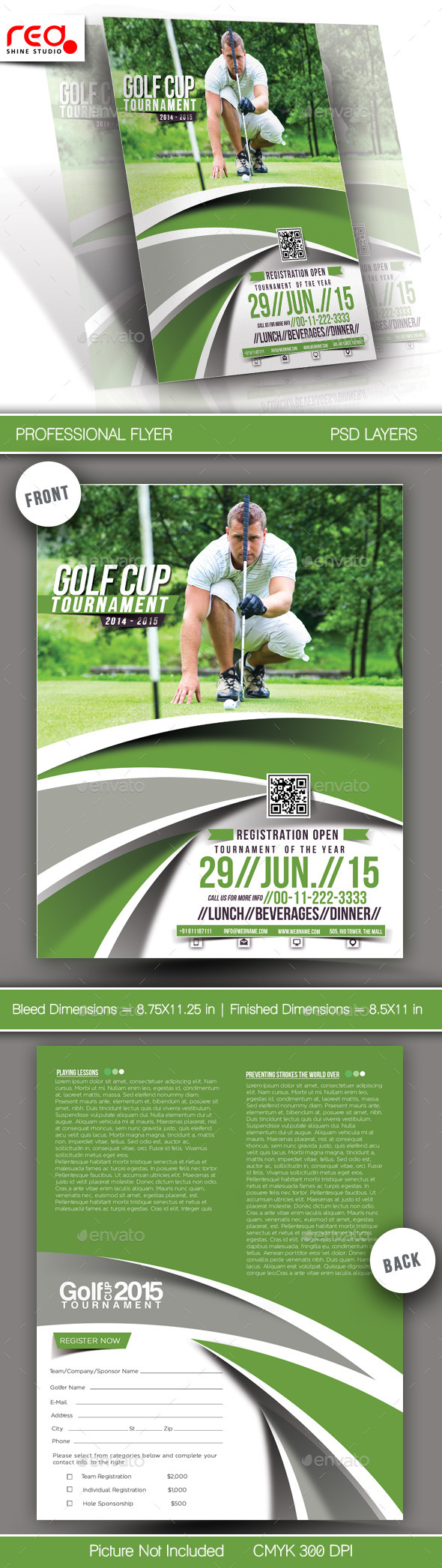 Golf Cup Tournament Flyer Template - 3 - Sports Events