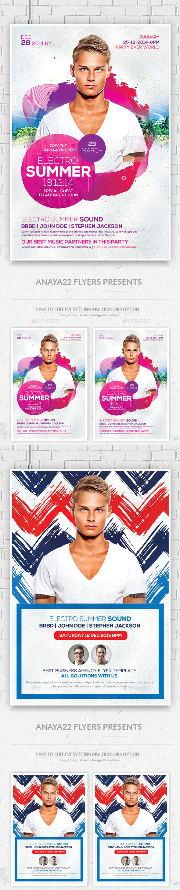 Summer Electro DJ Flyers Bundle - Clubs & Parties Events