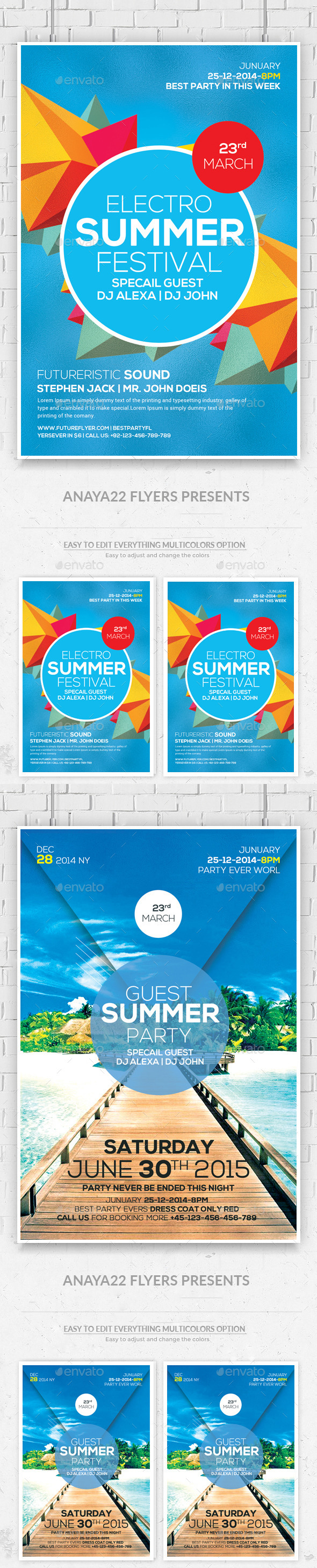 Summer Sound Party Flyers Bundle - Clubs & Parties Events