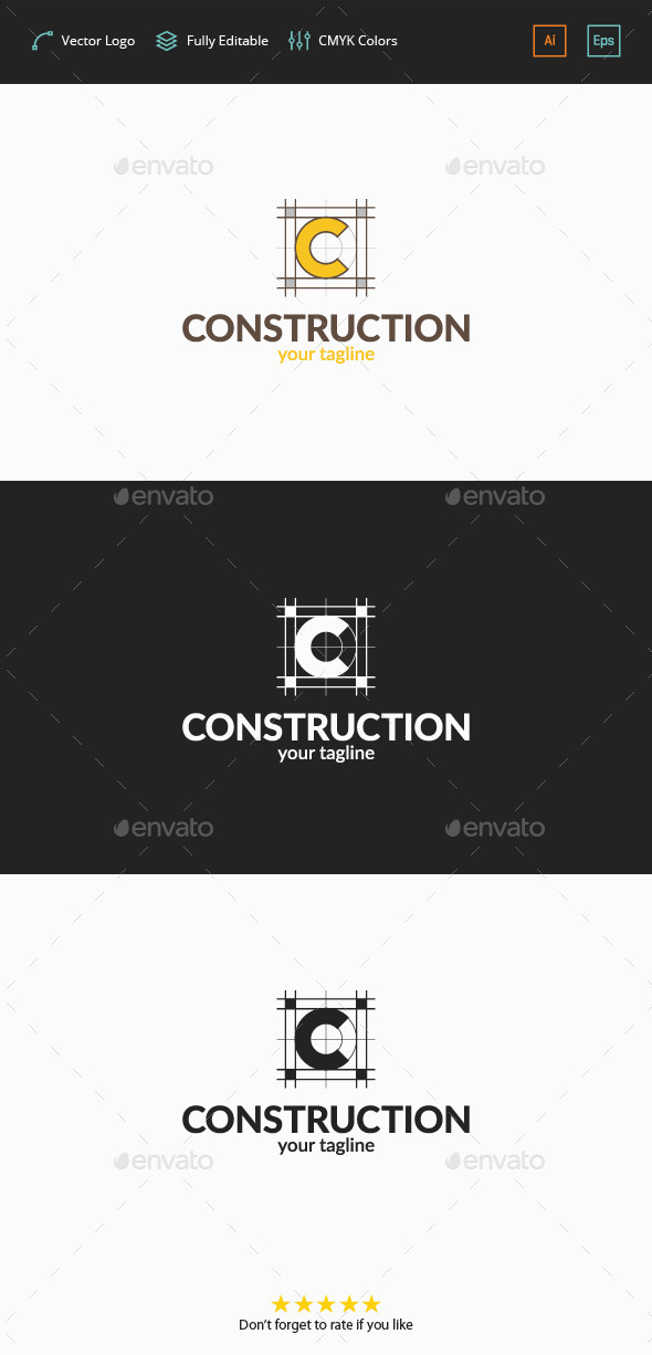 Construction Plan - C Logo - Letters Logo Templates