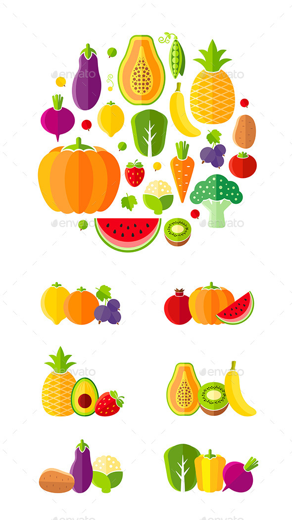 Healthy Lifestyle Design Elements - Food Objects