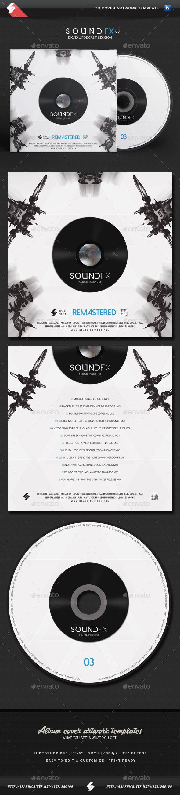 Sound FX vol.3 - CD Cover Artwork Template - CD & DVD Artwork Print Templates