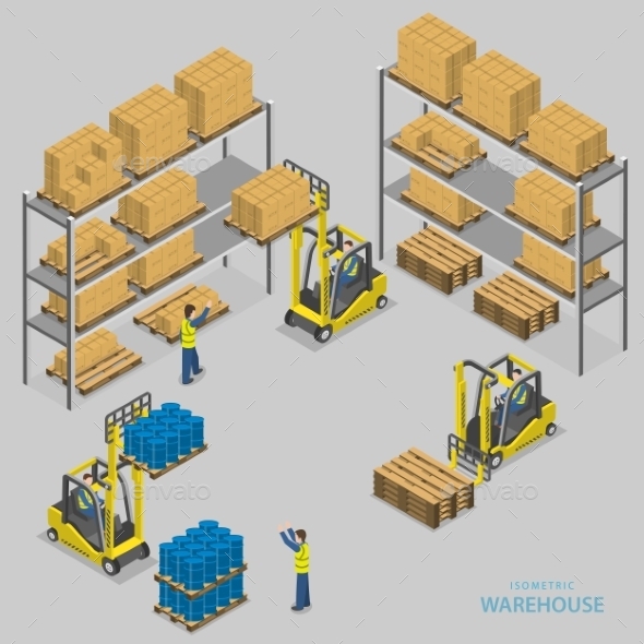 Warehouse Loading Isometric Illustration - Industries Business