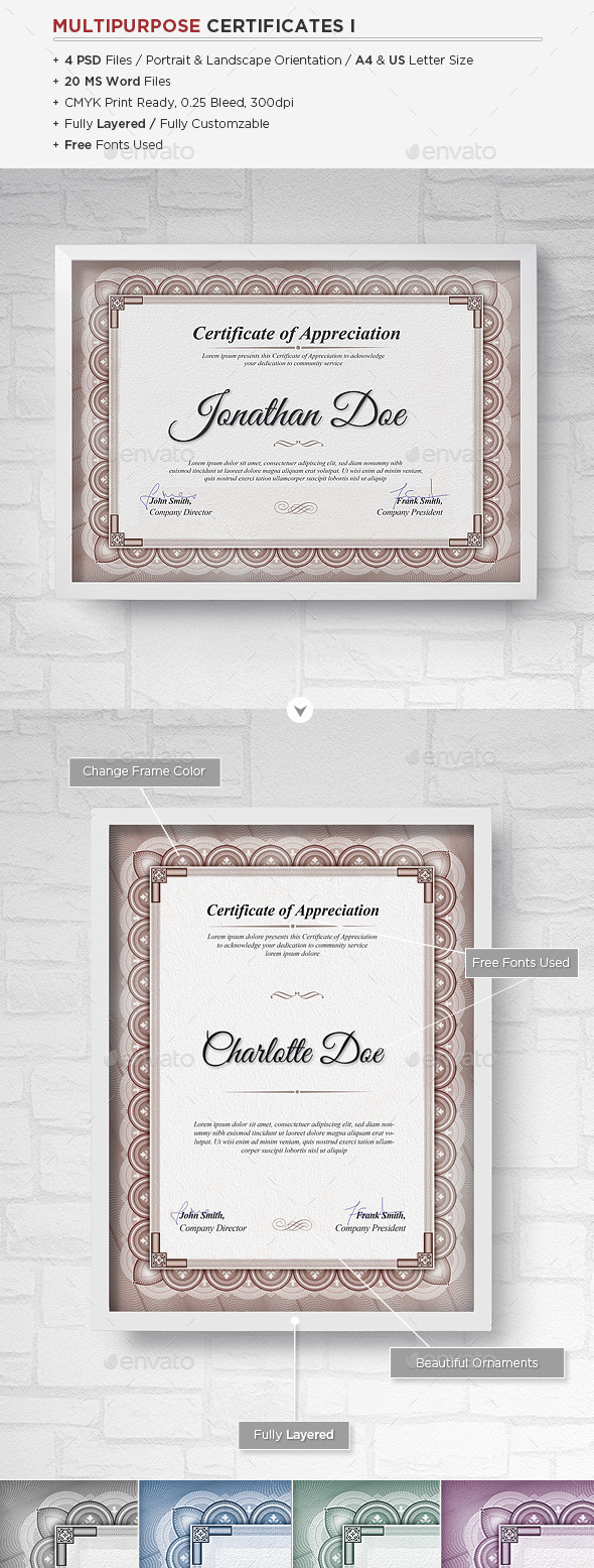 Multipurpose Certificates by punedesign | GraphicRiver
