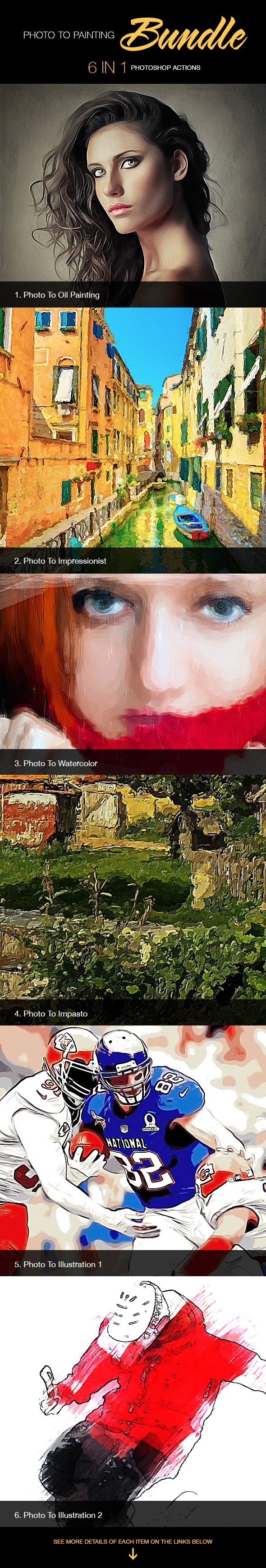 Photo To Painting Bundle 6 In 1 - Photo Effects Actions