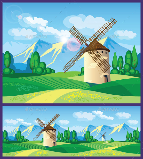 Windmills - Landscapes Nature